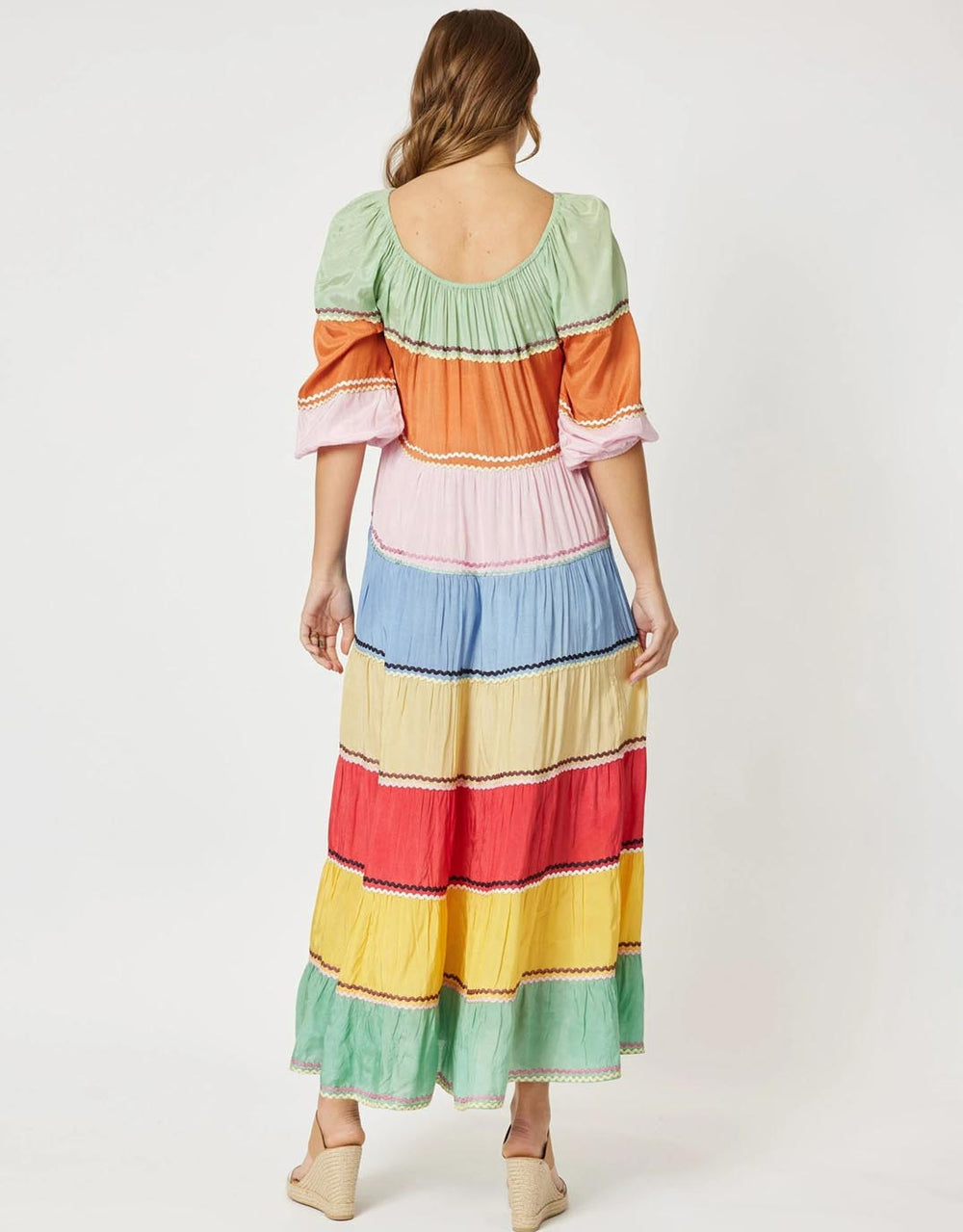 Colour Block Off The Shoulder Dress - Multi