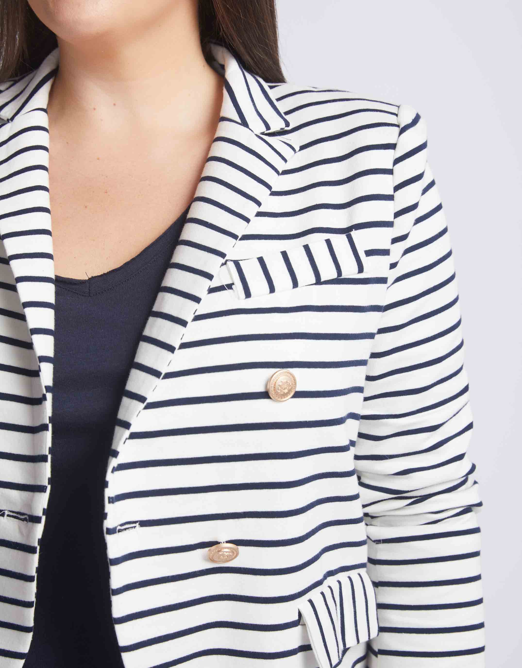 Gordon Smith Laura Stripe Blazer Navy - Plus Size Clothing - paulaglazebrook. Womenswear
