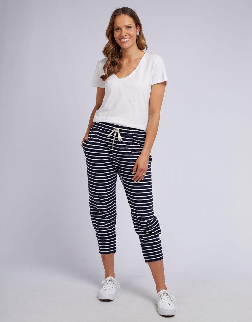 3/4 Brunch Pant - Navy/White Stripe Elm