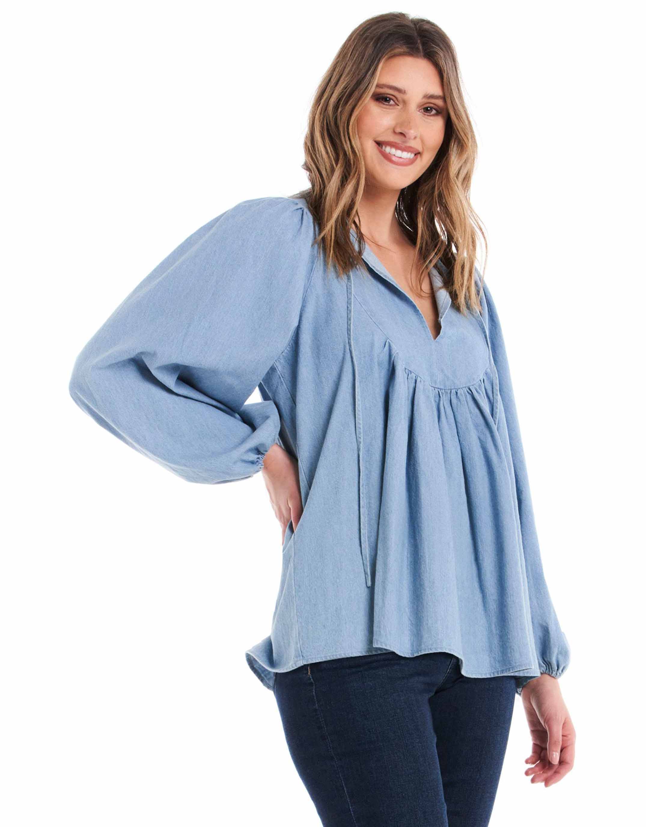 betty-basics-cameron-blouse-dusty-denim-womens-clothing