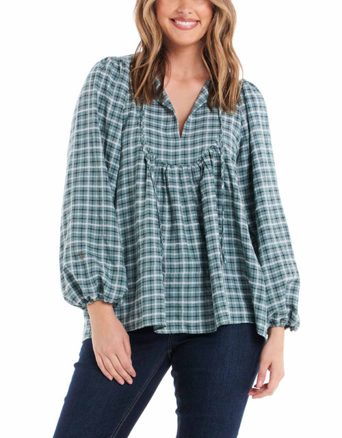 betty-basics-cameron-blouse-green-gingham-womens-clothing