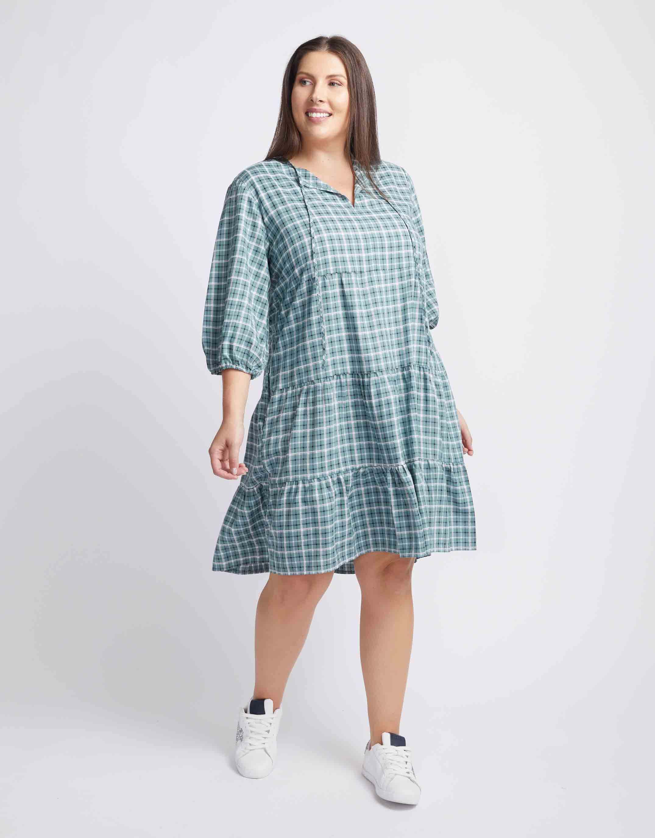 betty-basics-plus-size-odette-dress-green-gingham-womens-plus-size-clothing