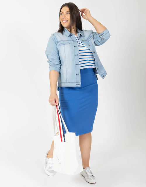 Betty Basics | Plus Size Alicia Midi Skirt - Deep Blue | Skirts Australia | Plus Size Clothing