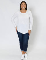 Plus Size Megan Long Sleeve Top - White - paulaglazebrook