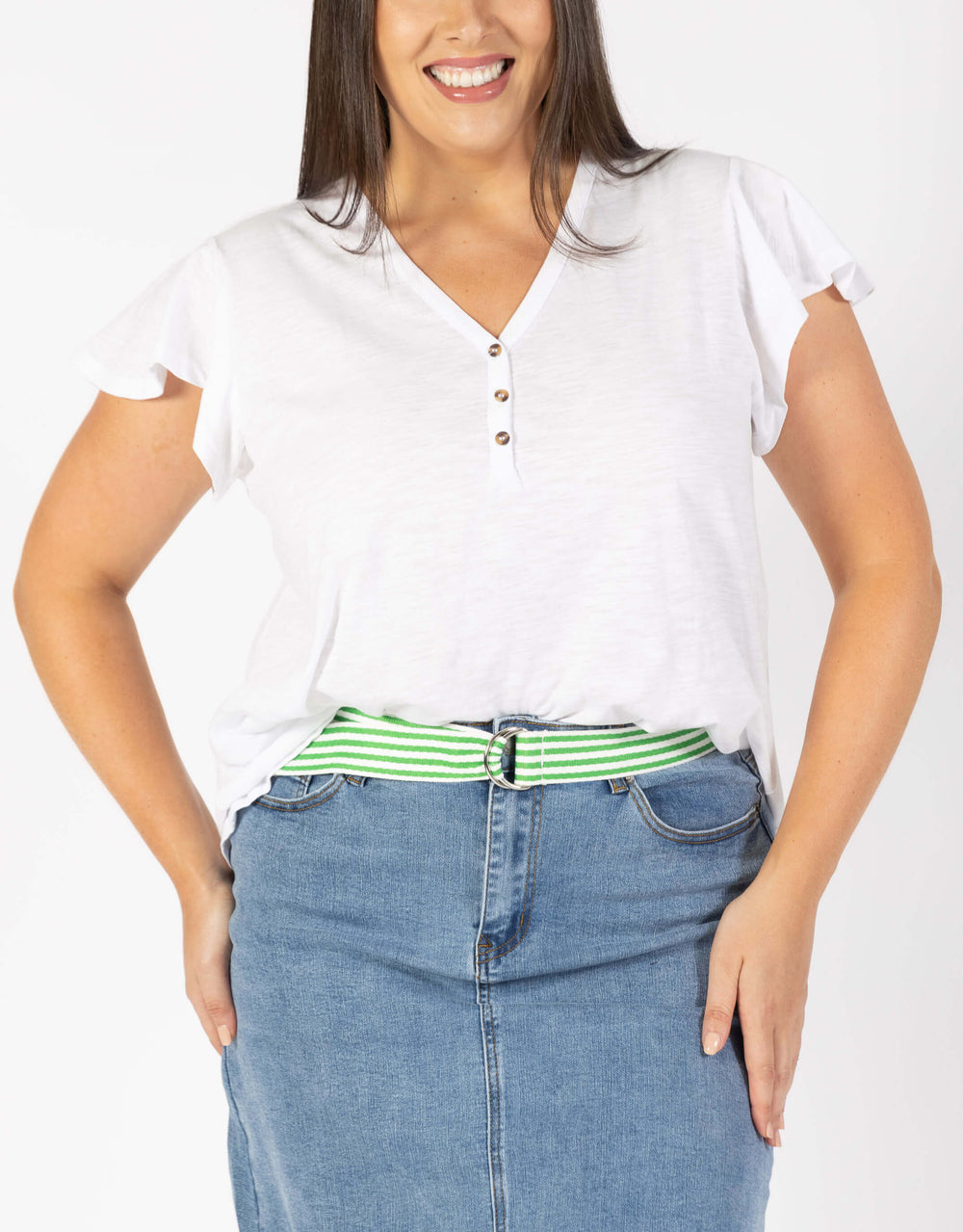 Plus Size Venice Frill Top - White