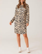 Alexis Long Sleeve Dress - Taupe Zebra - paulaglazebrook