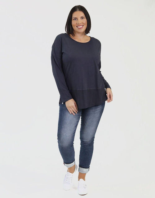 Plus Size Fundamental Long Sleeve Rib Tee - Navy Elm Embrace | Women's Plus Size Clothing