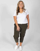 Plus Size 3/4 Brunch Pants - Khaki Elm Embrace | Plus Size Clothing