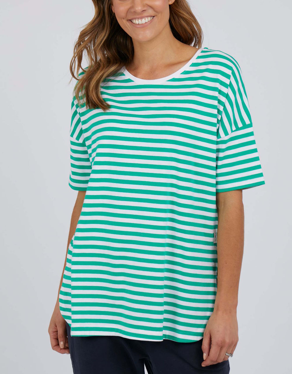 Lauren Stripe Short Sleeve Tee - Bright Green & White Stripe