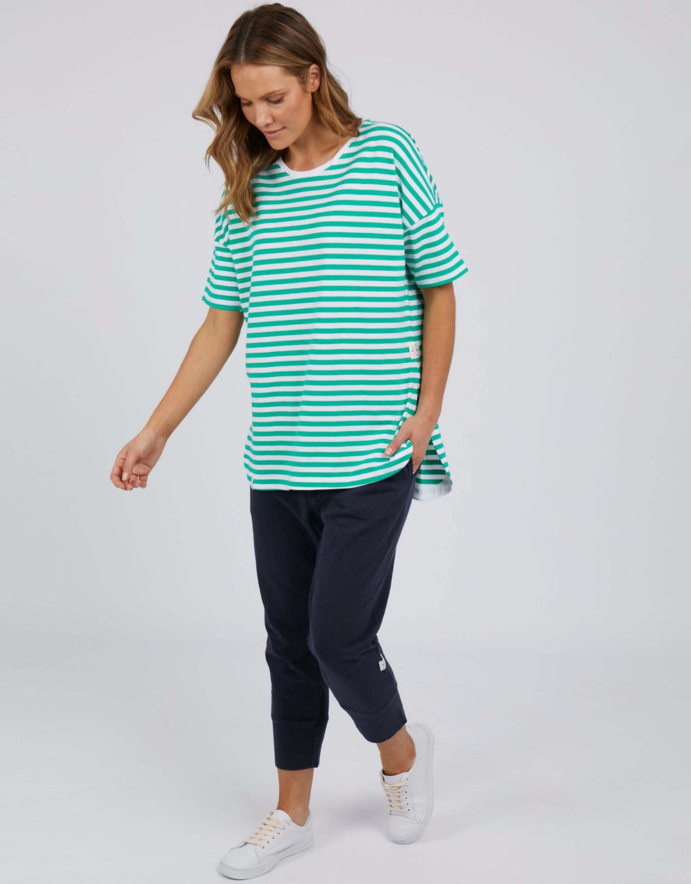 Lauren Stripe Short Sleeve Tee - Bright Green & White Stripe