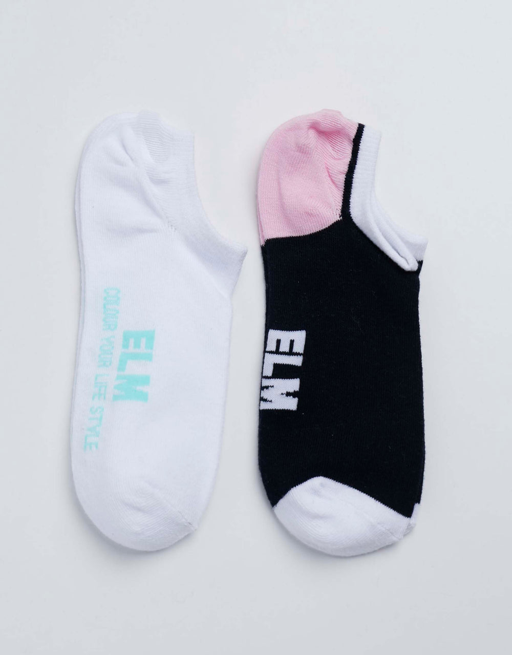 No Show Socks - White/Pink/Navy