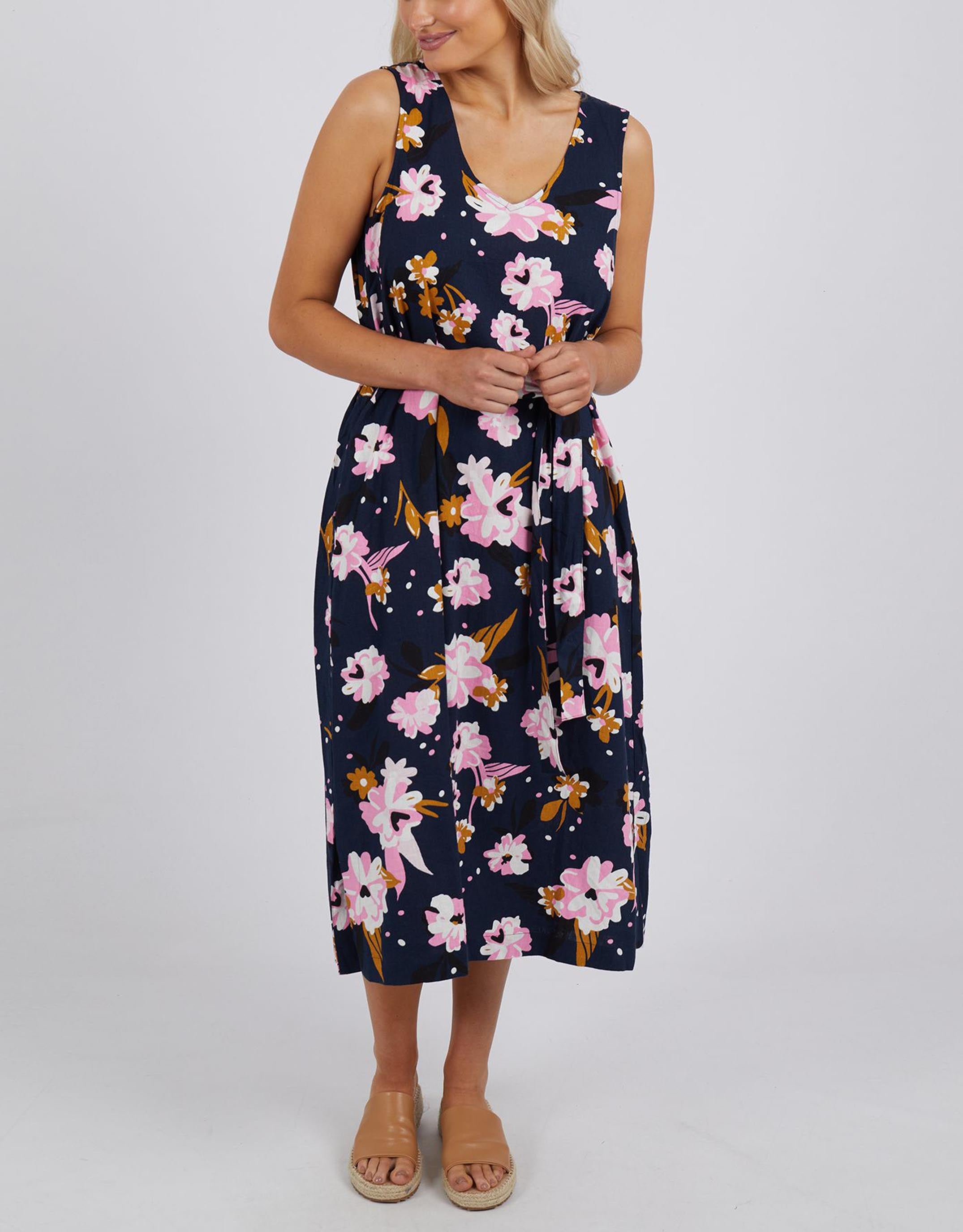 Paloma Sleeveless Midi Dress - Navy