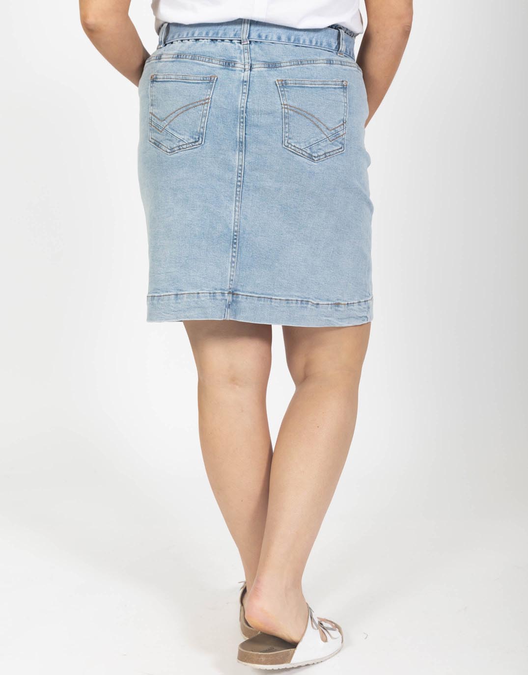 Elm Plus Size Gracie Denim Skirt - Mid Blue Denim | Plus Size Clothing