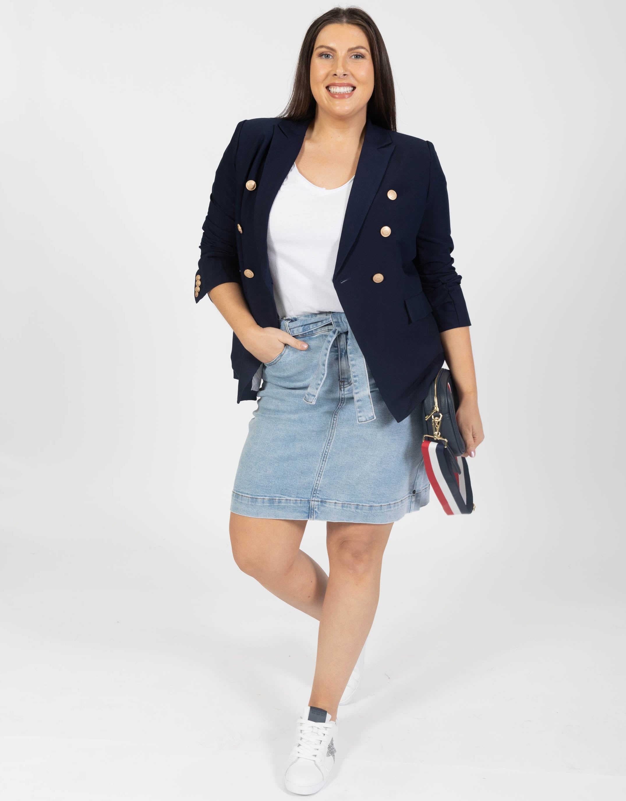 Elm Plus Size Gracie Denim Skirt - Mid Blue Denim | Plus Size Clothing