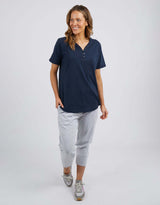 Suzie Short Sleeve Button Henley - Navy