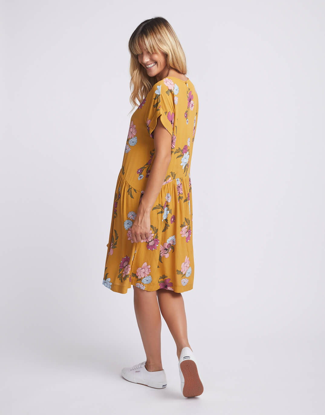 elm-sweet-pea-gathered-dress-mustard-sweet-pea-floral-womens-clothing