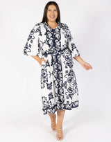 Plus Size Lovefool Midi Shirt Dress - Blue Floral