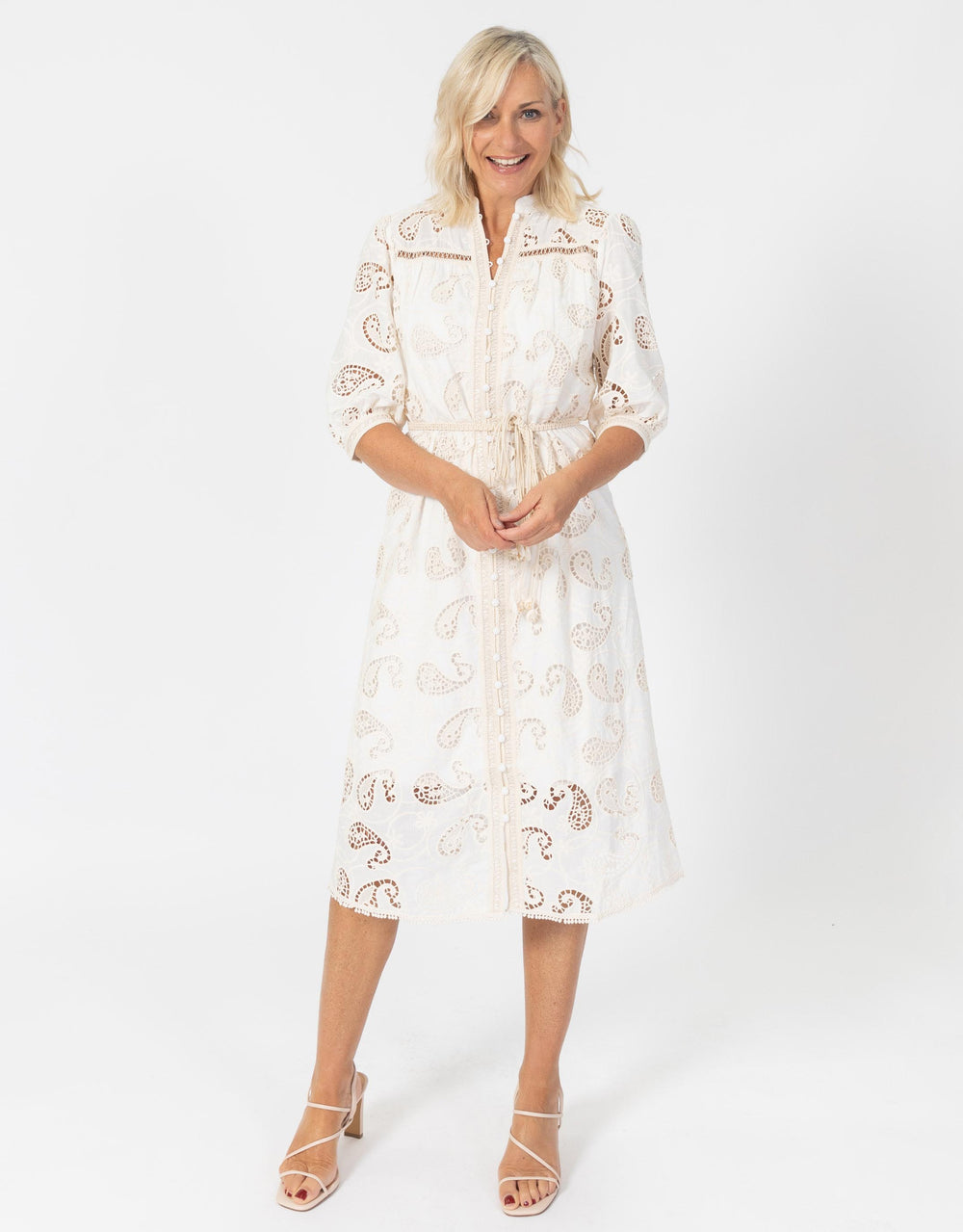 Layla Embroidery Long Dress - Cannoli Cream