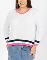 College Knit - White/Pink