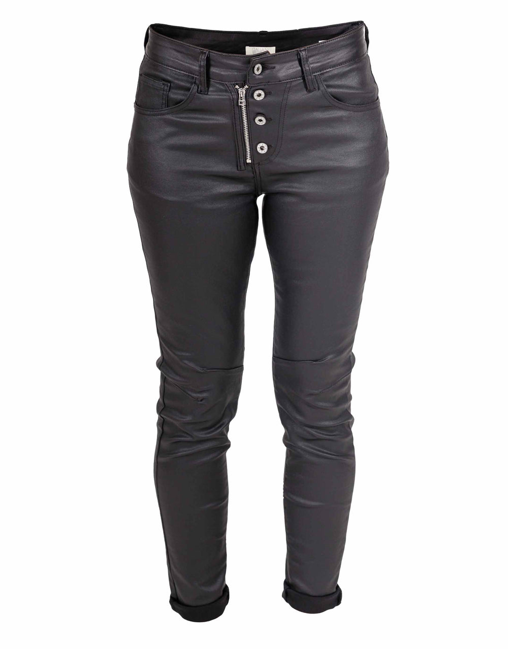 Italian Star Stevie Jeans - Coated Black Denim