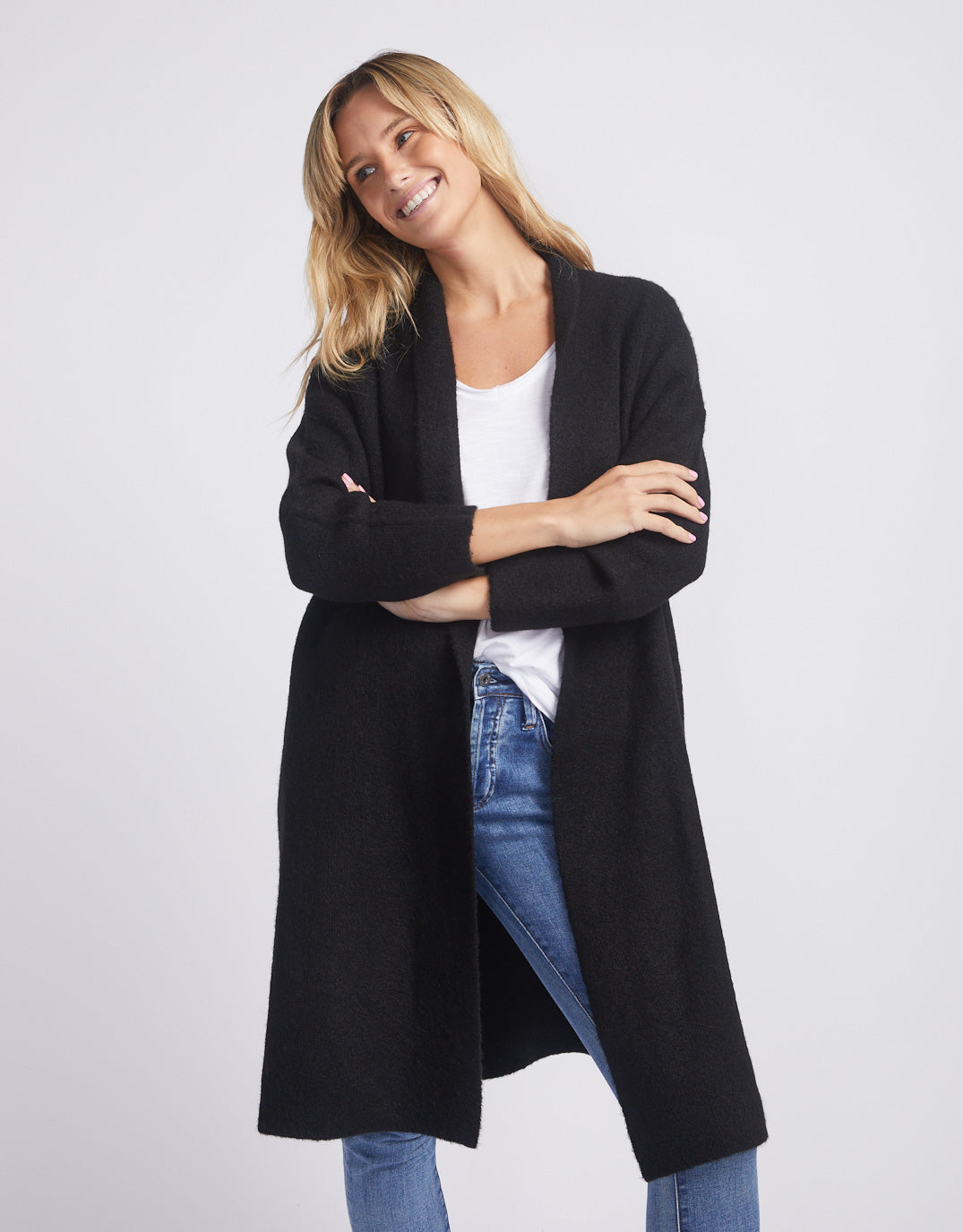 white-co-soho-longline-cardigan-black-womens-clothing