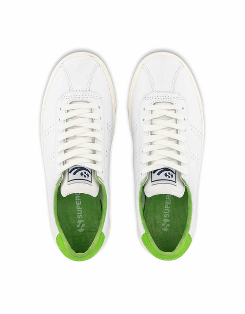 Superga Leather Sneakers - 2843 Club S Leather Sneaker - White/Green Flash