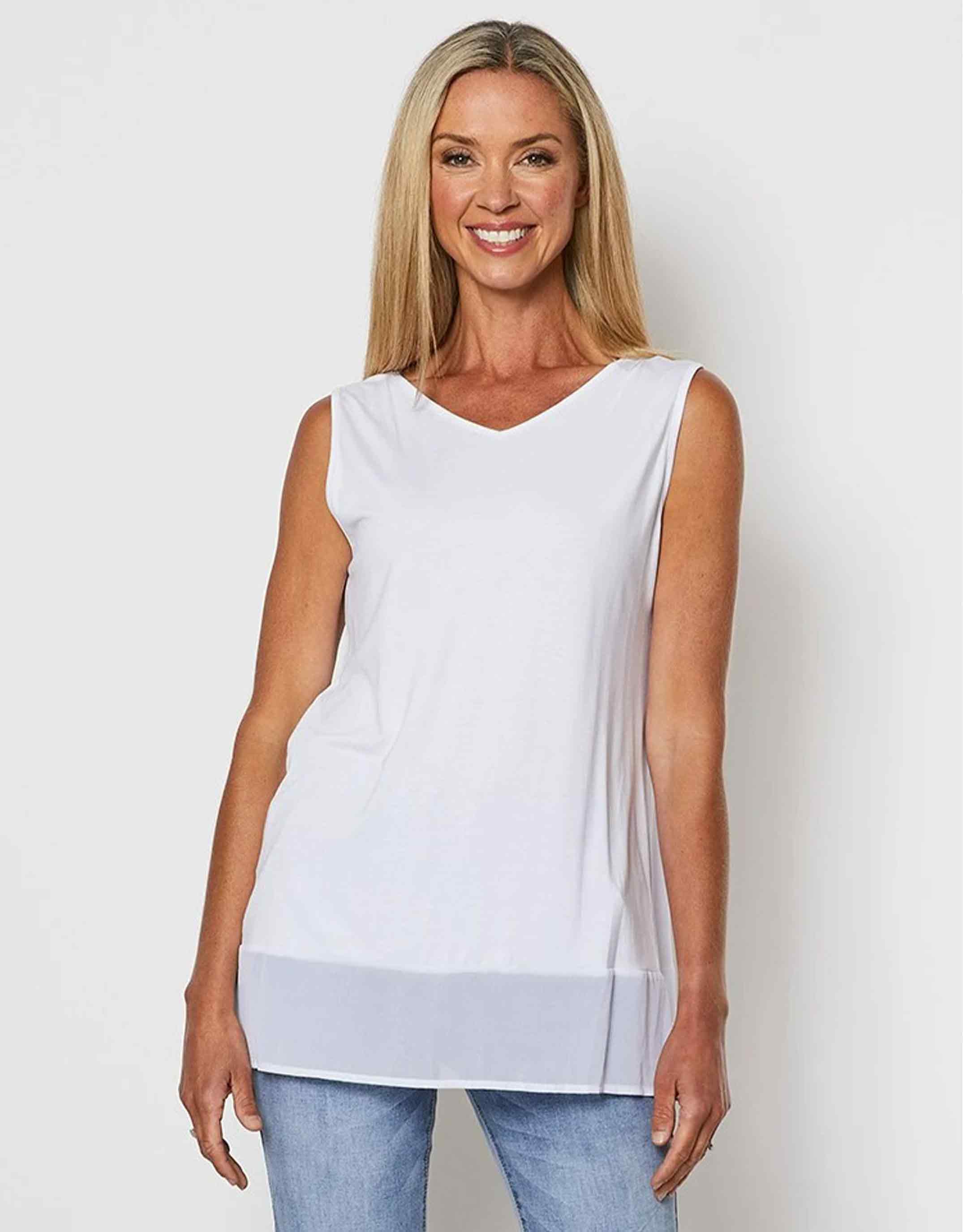 Threadz Reversible Georgette Hem Tank Women's Tops