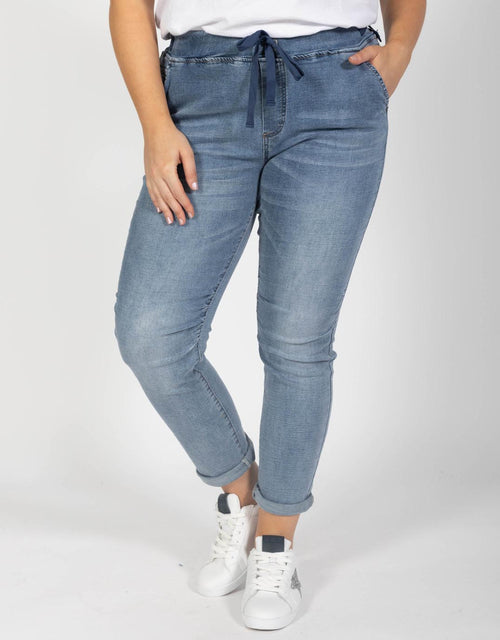 Threadz Plus Size Tie Front Jogger Jean - Denim | Plus Size Clothing