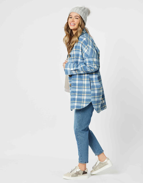 Perisher Check Shacket - Cornflower