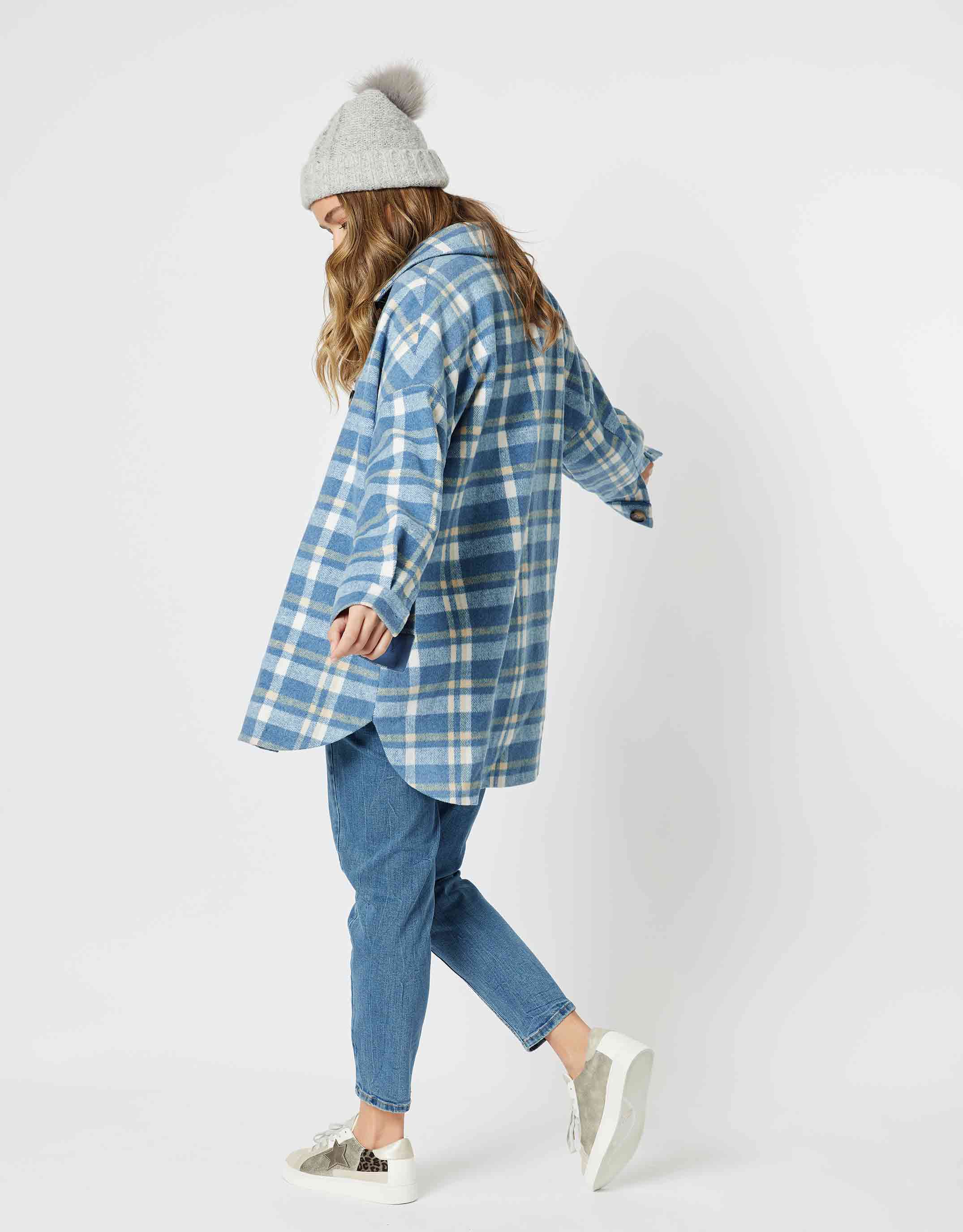 Perisher Check Shacket - Cornflower