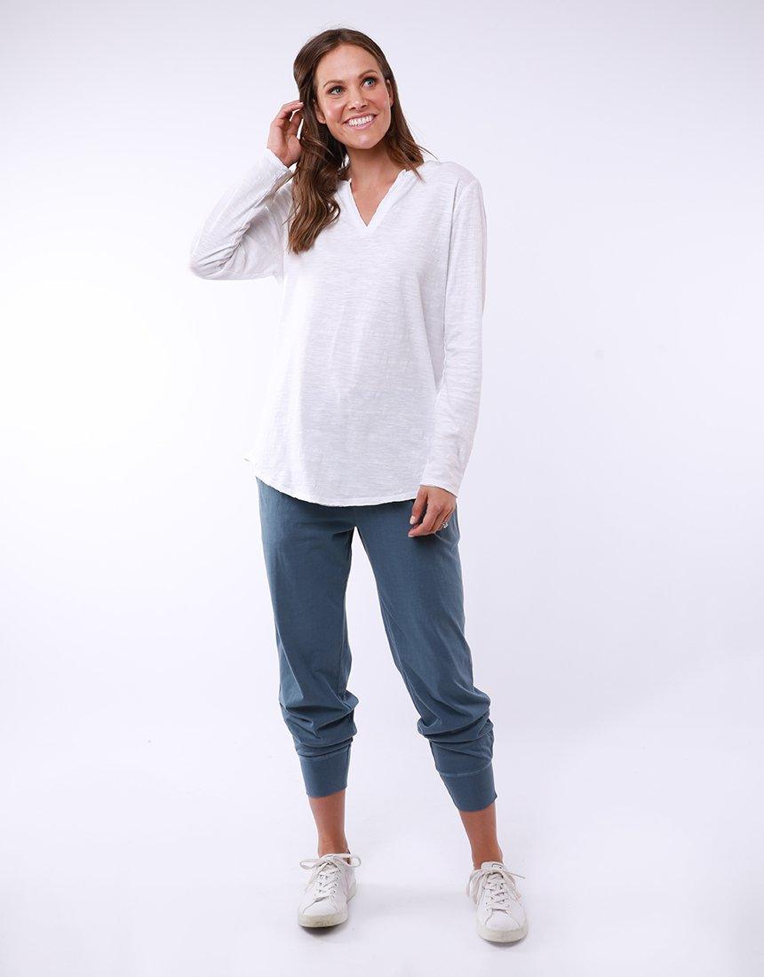 Plus Size Coles Bay Long Sleeve Henley - White Elm Embrace | Women's Clothing