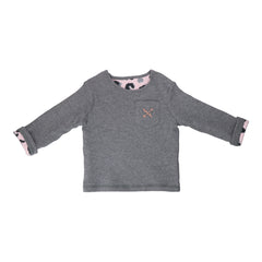 Grey Marl and Pink Leopard Kids Organic Cotton Reversible Sweater