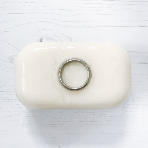 Ring in soap after being softened in hot water