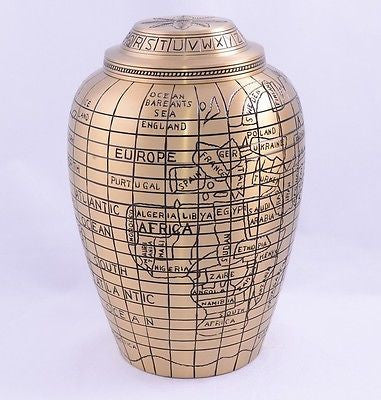 Gold Travellers Atlas Adult Cremation Urn