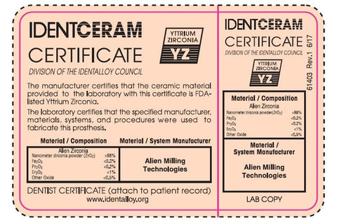 Identceram Certificate