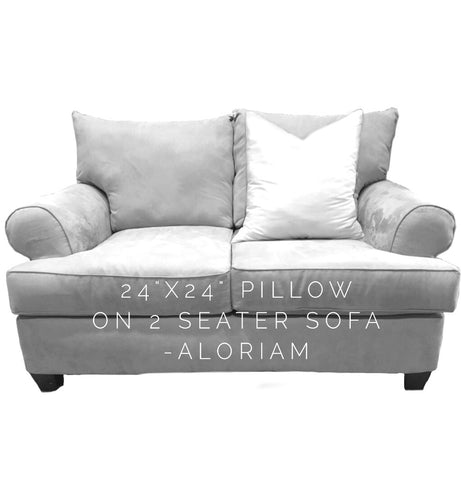 How a 24x24 inch pillow looks on a 2 seat sofa