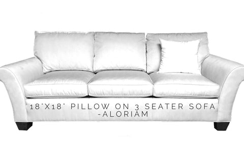 How 18x18 pillow looks on 3 seat sofa