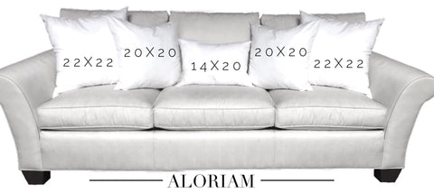 20x20 22x22 14x20 Pillow Grouping for 3 Seat Sofa