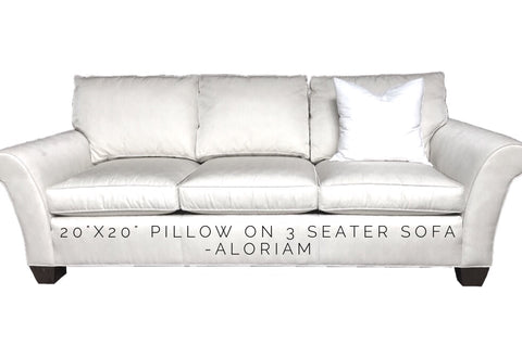 20x20 pillow on 3 seat sofa