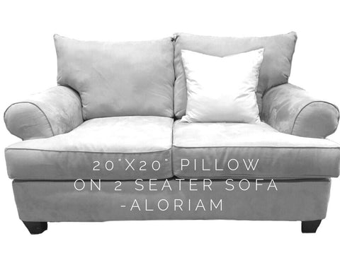 20x20 pillow on 2 seater sofa