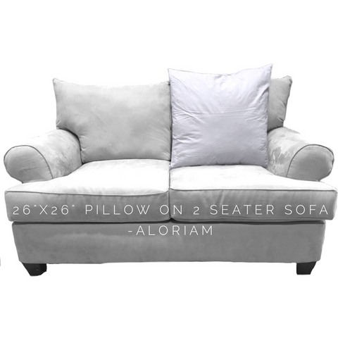 How a 26x26 pillow looks on a 2 seater sofa