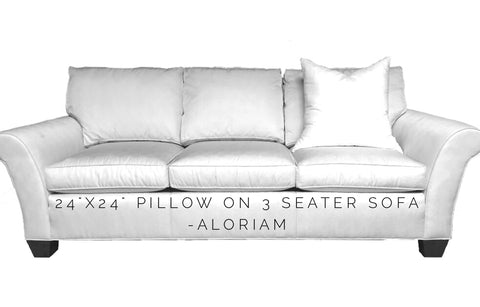 How a 24x24 pillow looks on a 3 seat sofa