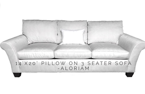 14x20 pillow on 3 seater sofa