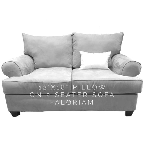 How a 12x18 pillow looks on 2 seater sofa