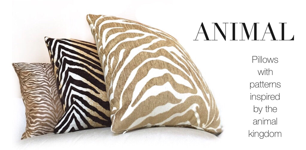 Animal print pillows by Aloriam: Pillows with patterns inspired by the animal kingdom such as tiger and leopard prints