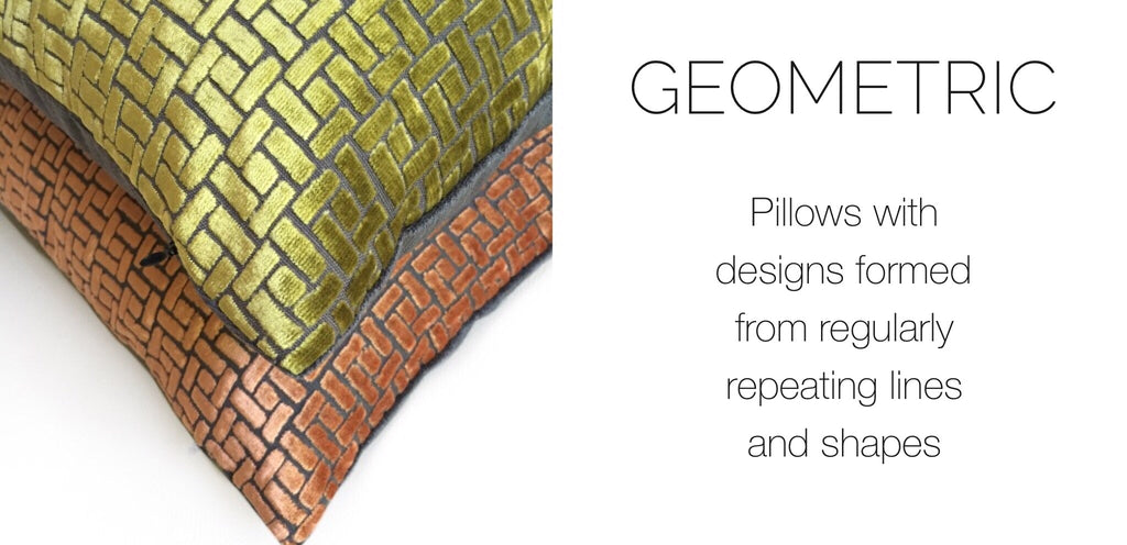 Geometric pillows by Aloriam: Pillows with designs formed from regularly repeating lines and shapes