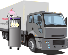 Stoelting_F231_soft_serve_ice_cream_machine_with_truck_that_has_slices_concession_logo