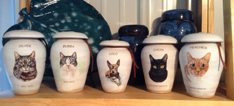 Custom image cat urns and dog urns with your pet's likeness