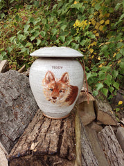 Custom pet photo urn on Etsy