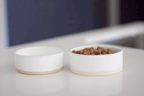 Benji + Moon | Small Ceramic Pet Cat Dog Bowl White